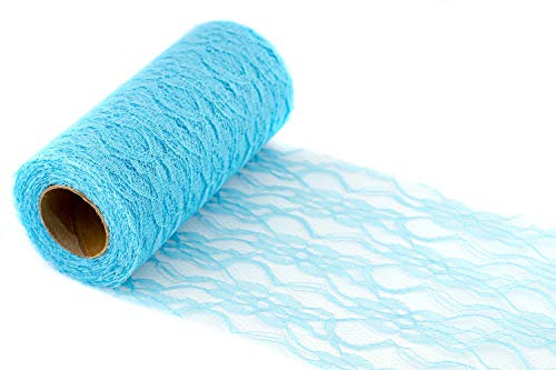 Creativery 10m Spitzenstoff 50cm (türkis 340) // Spitze Deko Stoff Tischläufer Bekleidung Verzierung