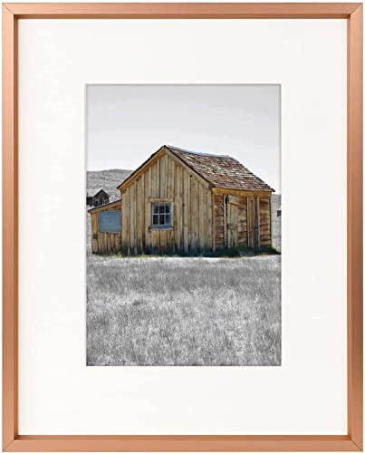 Golden State Art, 8x10 Rose Gold Picture Frame Display Photo 5x7 with Mat or 8 x 10 Without Mat for Wall Mounting, Classic Satin Aluminum Frames with Real Glass (Pack of 1)
