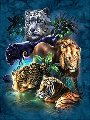 YEESAM ART peinture par numero, Animal léopard lion tigre peinture numero 40x50 cm bricolage acrylique