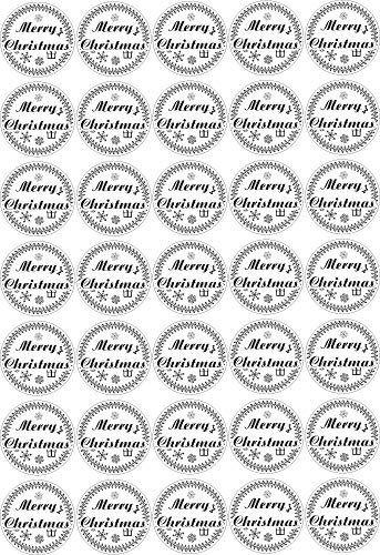 Merry Christmas - Aufkleber rund 30x30mm für Weihnachten 35 Stück - schwarz Vintage - Labels - Stickers - Weihnachtskalender - Weihnachten - Advent - rund - zum Aufkleben für Geschenke, Karten