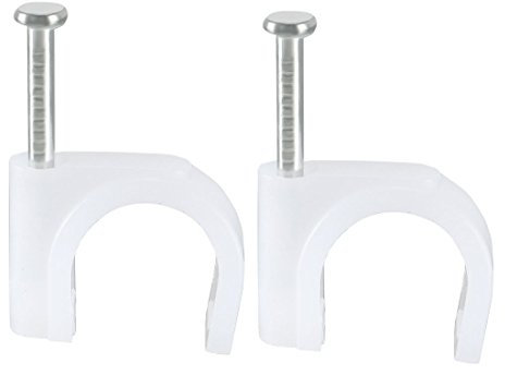 sourcing map Circle Cable Clip Nail Coaxial Tacks Wire Clips 12mm White 40pcs