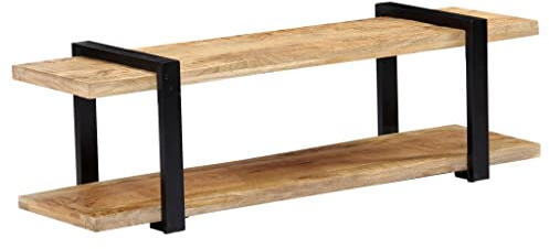 vidaXL Mangoholz Massivholz TV Schrank mit Ablage Sideboard Lowboard Fernsehschrank Fernsehtisch Board HiFi Regal Tisch Möbel 130x40x40 cm