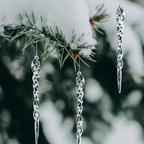 Naler 24-teilig Eiszapfen Weihnachtsdeko Christbaumschmuck aus Acryl für Weihnachten Winter Dekoration