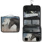 Linomo Hanging Reise Kulturbeutel für Damen und Herren, Schwarz Weiß Pferd Kosmetik Make-up Tasche mit Haken