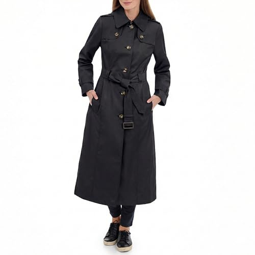 LONDON FOG Damen Single Breasted Long Trench Coat With Epaulettes And Belt Trenchcoat