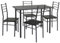 VS Venta-stock Conjunto Mesa y 4 sillas Comedor Lima Negro/Gris, Mesa 110 cm x 70 cm x 76 cm, Estructura metálica