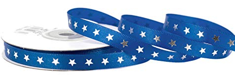 Satinband 10mm x 20m mit Sternen Blau