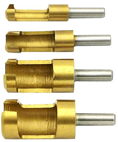 Holzdübel-Lochschneider-Bit-Set, Dübeldübelschneider, Tischlerbohrer, Rundschaft, 4 Stück
