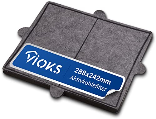 VIOKS Aktivkohlefilter Dunstabzugshaube 288 x 242 mm Ersatz für Miele Filter DKF12-1 6228731 - Kohlefilter für Dunstabzugshauben DA269-4 / DA279-4 / DA390 / DA420 / 28996265D
