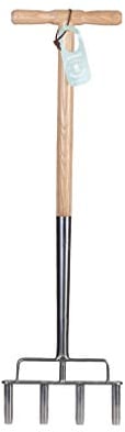 GARDEN TOOL BROTHERS Rasenlüfter aus Edelstahl mit Holzgriff