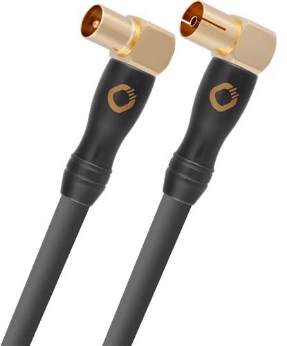 OEHLBACH Transmission Shift HD Antennenkabel gewinkelt, 90 Grad (Made in Germany - 4K UltraHD Koaxial Kabel für TV, Radio, Kabelfernsehen - HDTV, 4-Fach Schirmung) - 12m anthrazit