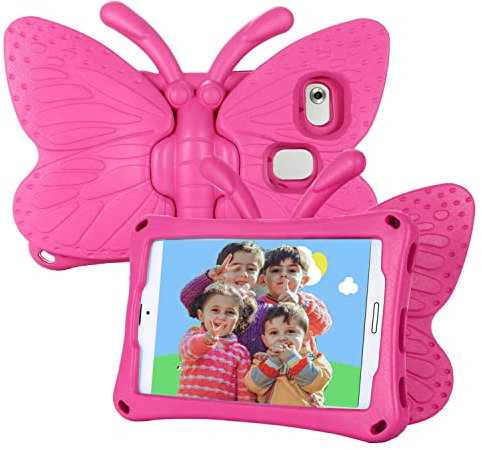 Tading Funda Infantil para Samsung Galaxy Tab A7 Lite, a Prueba de Golpes, Ligera, Funda Protectora para Samsung Galaxy Tab A7 Lite 2021 de 8.7 Pulgadas (SM-T225/T220), Bonita Mariposa, Rosa Intenso