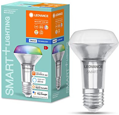 LEDVANCE Smarte LED-Lampe mit Bluetooth Mesh, R63 Spotlampe für E27 Sockel aus Glas mit 6W, ersetzt herkömmliche 60W-Reflektorlampen, steuerbar mit Alexa & Google Assistant, 4er-Pack