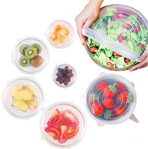 Smart Baking 6-pack Reusable Silicone Stretch Food Storage Lids - Stretchy Seals for Bowls, Jars & Containers, BPA-Free