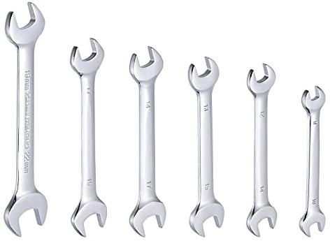 uxcell Double Open-End Wrench Set, 8-22mm Metric CR-V Steel with Rolling Pouch, 6-Piece