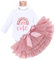 Baby Mädchen Boho Regenbogen 1. Geburtstag Outfit Baumwolle Langarm Strampler Body Tütü Tüll Rock Mini Krone Hut Erster Geburtstag 1 Jahr Alt Party Fotoshooting Herbst Bekleidung Dunkelrosa 1 Jahr