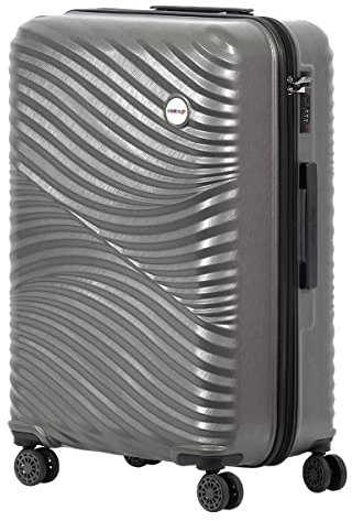 BiggDesign Moods Up Koffer Hartschalenkoffer Groß, Reisetasche mit Rollen, Reisekoffer mit Kombinationsschloss, 4 Doppel Rollen, 360 Grad drehbar, Hartschale ABS, Leicht, Anthrazit