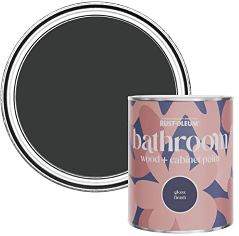 Rust-Oleum Black Moisture-Resistant Bathroom Wood and Cabinet Paint in Gloss Finish - Natural Charcoal (Black) 750ml