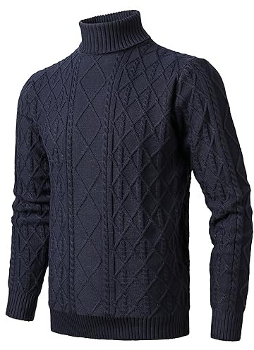 Herothorn Jersey Hombre Punto Cuello Alto Cálido Suéter Abrigo Pullover Manga Larga sólido Tejido Sudadera