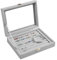 Caja Organizadora de Joyas de Terciopelo, 7 Ranuras Caja de Exhibición Joyero Organizador con Tapa de Vidrio, Estuche de Almacenamiento Joyería para Mujeres Niñas Anillos Pendientes Pulseras (gris)