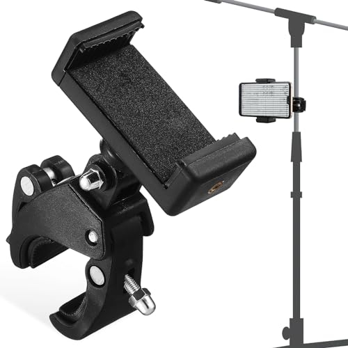 Milisten Mic Stand Phone Holder, Clip Microphone Arm Mount Clamp 180° Rotation Bike Cellphone Holder for Live Broadcast, Recording, Riding