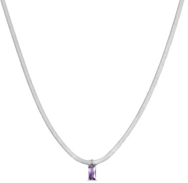 Collana Donna Marlù Sparkles 31CN0001-P in Acciaio Silver Snake con Zircone Viola
