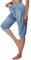 BATHRINS Haremshose Damen 3/4 Yogahose Jogginghose High Waist Caprihose Sommer Pilates Hose Leicht Pumphose Locker Sporthose mit Taschen Kordelzug（Blau,L）
