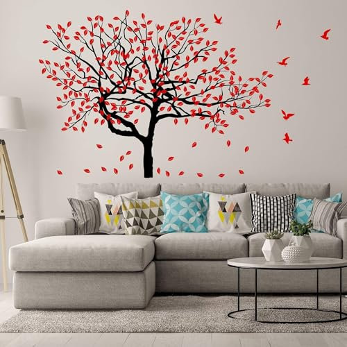 Sticker mural arbre sérénité en vinyle inspiré de la nature Art botanique 63 x 46 cm