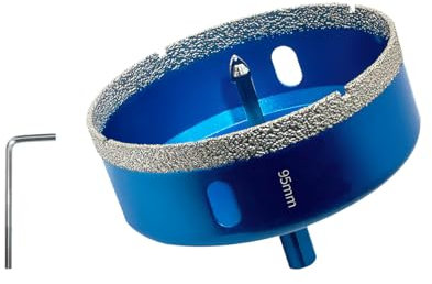 Teronbeta Punte per Trapano Diamantate 95mm con Punte Guida di Centraggio, professionale Vacuum Brasato Sega a Tazza Diamantata per piastrelle, porcellana, vetro, marmo e ceramica