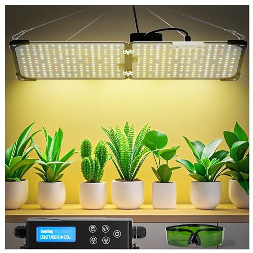 Upgrade Grow Lampe, 1200W Pflanzenlampe Led Vollspektrum mit 1H-23H Timer, 512 LEDs Dimmbar &Hohe & Effizienz Tiefere Durchdringung Pflanzenlicht für die Aussaat Gemüse Blühen 60 x 120 cm Grow Tent