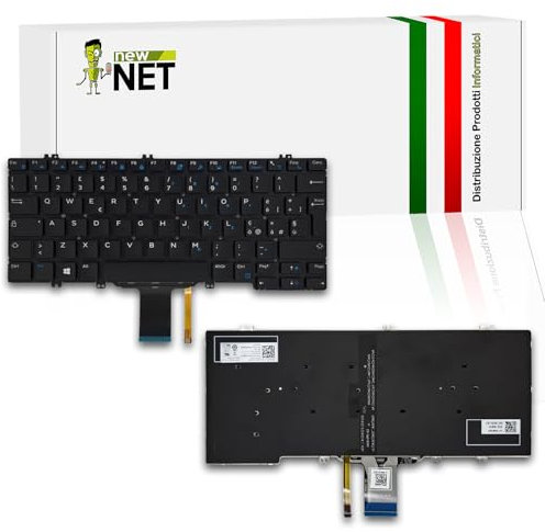 new net - Tastiera Compatibile con dell Latitude 5280, 5289, 5290, 7280, 7290, 7380, 7389, 7390 [Senza Frame - Colore Tasti Nero - Retroilluminata - Layout ITA]
