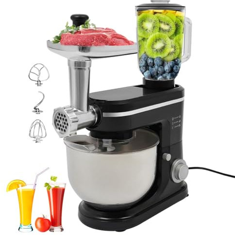 ZYJIX 3-In-1 Food Processors & Electric Chopper, Juicing Blending Cooking Machine With 8 Speed, Multi-function Stand Mixers Dough Blender For Bread, Pate, Drinks, Mashed Potatoes, Salad(Color:Black)