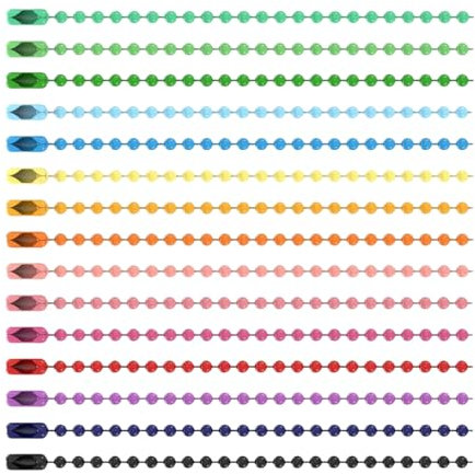 Bieiyhe 80 Pezzi Catenelle Colorate 10cm,Catena Collana Pallini,Catena a Palline Metalliche,Catena a Sfere con Connettori,Catena di Gioielli Regolabile,Catena Etichette per Portachiavi