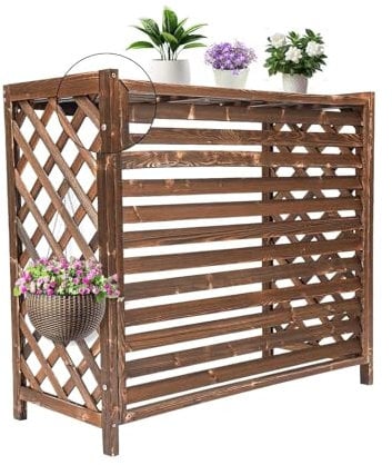 MDXVRKYBC Funda Aire Acondicionado Exterior, Protector Aire Acondicionado Exterior Radiador Casero Cubre para Ocultar Aire Acondicionado, Espesado Marco De Panel De Madera(80x32x70cm)