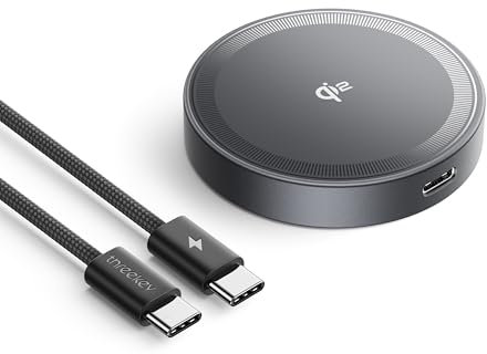 THREEKEY Wireless Charger for Magsafe, Qi2 Certified 15W Fast Charging Pad with iPhone 16 Pro Max/16 Plus/15/14/13/12 Series, Samsung S25 Ultra, Magnetic Charger with 5FT USB-C Cable (No Adapter)