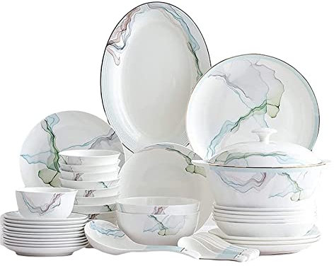 Service de Table Service de Table pour dîner Service de Table pour fête 56 pièces Service de Table en Porcelaine Anglaise Service de Table Simple de Style Nordique Servic,