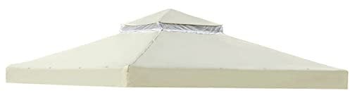 10x10FT Double Tier Garden Canopy Replacement Top Pavilion Cover Waterproof Outdoor Grill Shelter with Air Vent Beige Color Durable and Stylish Option for Your Outdoor Space