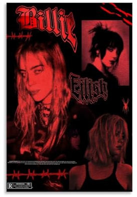Wandkunst, Billie-Musikposter, Eilish-Musikposter für Zimmer, ästhetische Leinwand, Wandkunst, Schlafzimmerdekoration, 30 x 45 cm