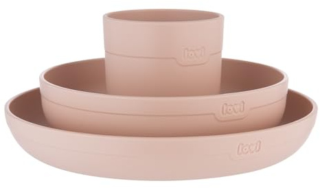 LOVI Geschirr Set mit Becher Nude (Schale, Teller, Becher), Esstraining, Für jedes Alter, Spülmaschinenfest, BPA-frei und Melamin (Nude)