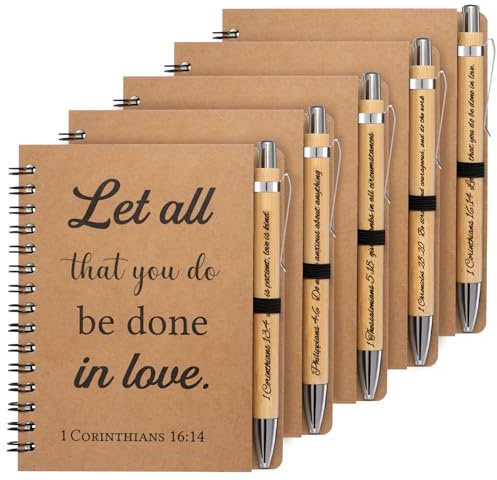 Russel Molly 10 Pcs/5 Set of Christian Gifts Spiral Notebooks Bulk Journals with Christian Pens Prayer Journal Christian Journal for Women and Men, Perfect Home Gifts