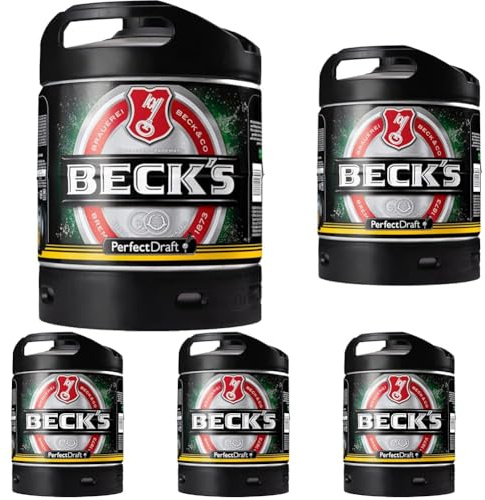 Beck's Pils Bier Perfect Draft (1 x 6l) MEHRWEG Fassbier (Packung mit 5)