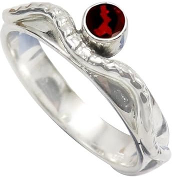 SILVERTROVE Granat-Edelstein- Sterling silber Band Ring für Männer und Frauen in allen Größen Schmuck CRG-1076AB13_(59 (18.8))