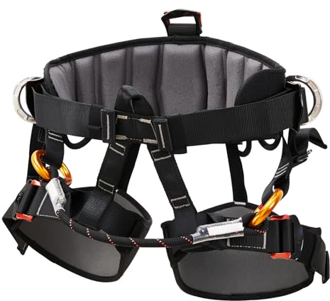 SOB Arnés de Escalada Ajustable Reforzado Profesional, Cinturón de Seguridad de Media Cuerpo para Escalada de Árboles, Rescate de Incendios, Espeleología, Escalada en Roca y Rápel