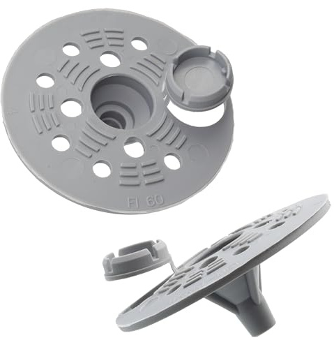 AERZETIX - Lot de 10 Rondelles rosaces Ø60 mm pour vis à bois avec capuchon - fixation de panneaux isolant plaque polystyrène extrudé expansé - en plastique - couleur argent