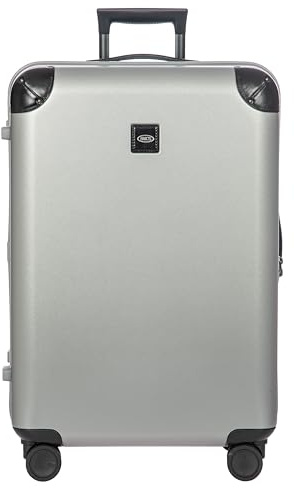 Bric's Amalfi Spinner Suitcase, Lightweight Expandable Hard Shell Luggage with Smooth 360° Wheels and TSA Lock, Silver, Checked-Medium, Amalfi 27spinner Trunk 211-silver/Black