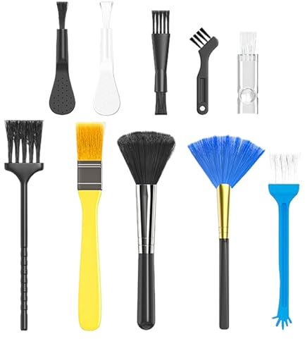 10-Piece Computer Brush Set, Portable Keyboard Cleaner, Gadget Cleaning Tool, Detailing Gadgets for Home Offices, Phone, Console, Desktop, Mousepad and Tablet Cleaning, Mixed Color