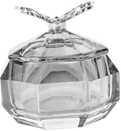 STAHAD Coupe à Ongles Cristal avec Couvercle Métallique, Taille Moyenne, Anti-éclaboussures, Professionnelle pour Ongles Acryliques, Usage Manucure et Rangement Bijoux