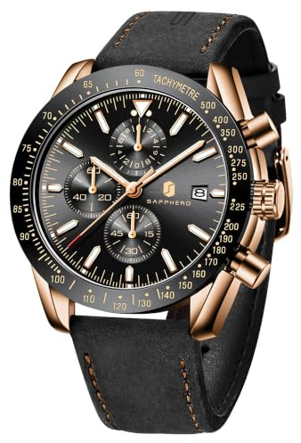 BENYAR Uhren Herren Analog Quarz Chronograph Herrenuhren Wasserdicht Datum Lederband Armbanduhr Lässig Business-Kleid fur Männer Klassische Elegantes Geschenk