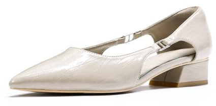 YYNUDA Damen Pumps Hochhaltschuh Spitz Zehen Kleid Pumps Schuhe Ausschnitt Pumps Bequem Büro Alltag Partei Hochzeit Beige 40EU