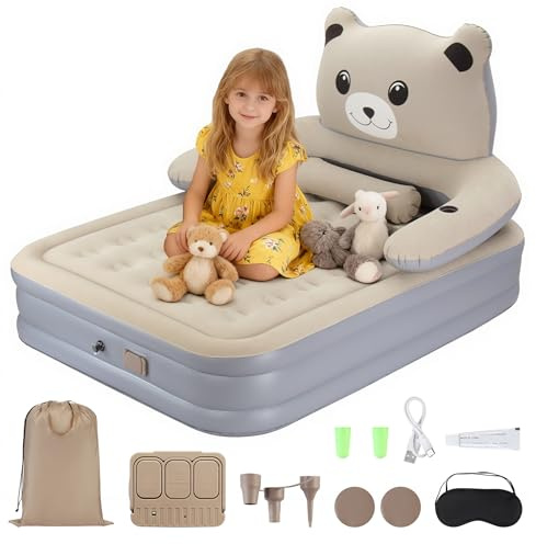 DEWINNER King Size Airbed,Inflatable Mattress, Air Bed with Built in Pump, Blow Up Mattress,with Detachable Headboard & Cup Holder, 650lbs Capacity for Guests,Home&Camping,Durable Construction